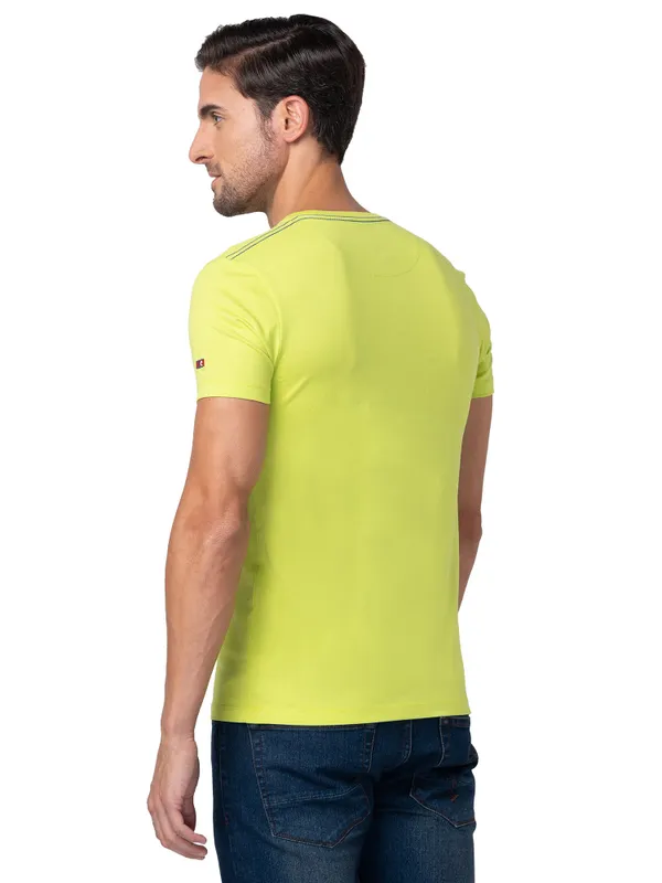 Being Human Regular Fit Men Crew Neck T-Shirts-Lime Punch
