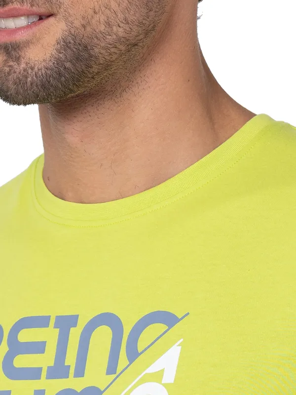 Being Human Regular Fit Men Crew Neck T-Shirts-Lime Punch