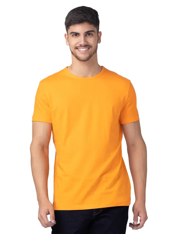 Being Human Slim Fit Men Crew Neck T-Shirts-Orange