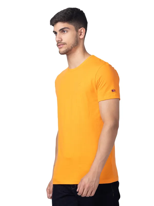 Being Human Slim Fit Men Crew Neck T-Shirts-Orange