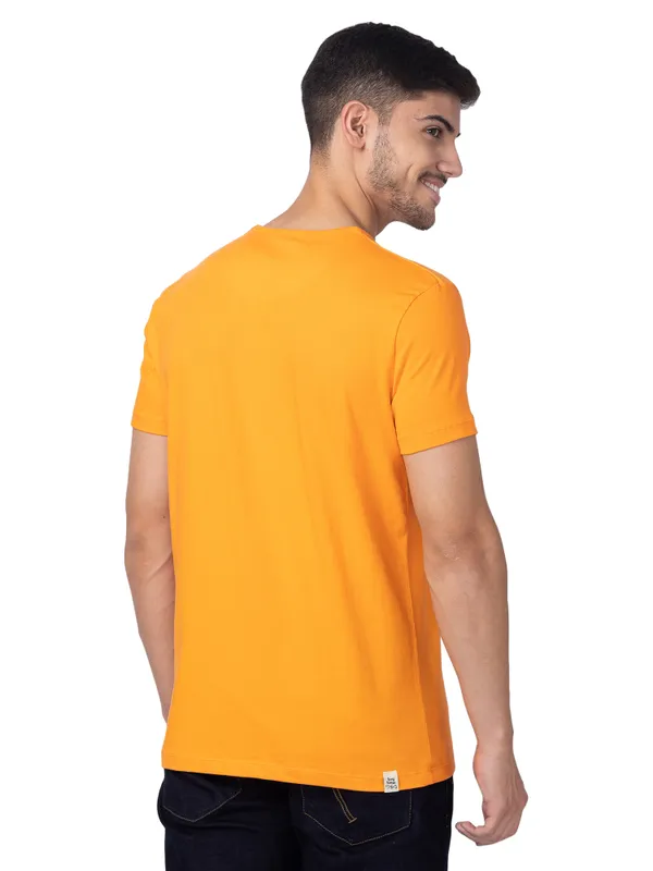 Being Human Slim Fit Men Crew Neck T-Shirts-Orange