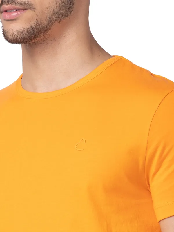 Being Human Slim Fit Men Crew Neck T-Shirts-Orange