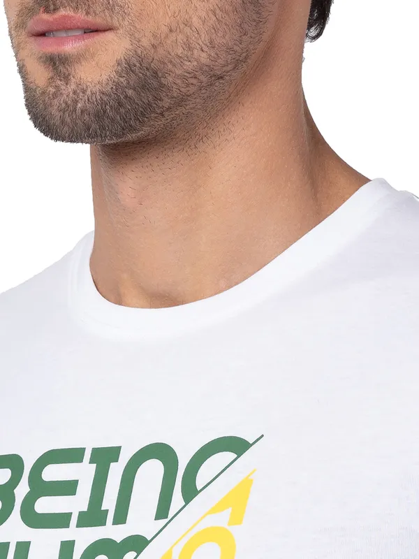 Being Human Regular Fit Men Crew Neck T-Shirts-White