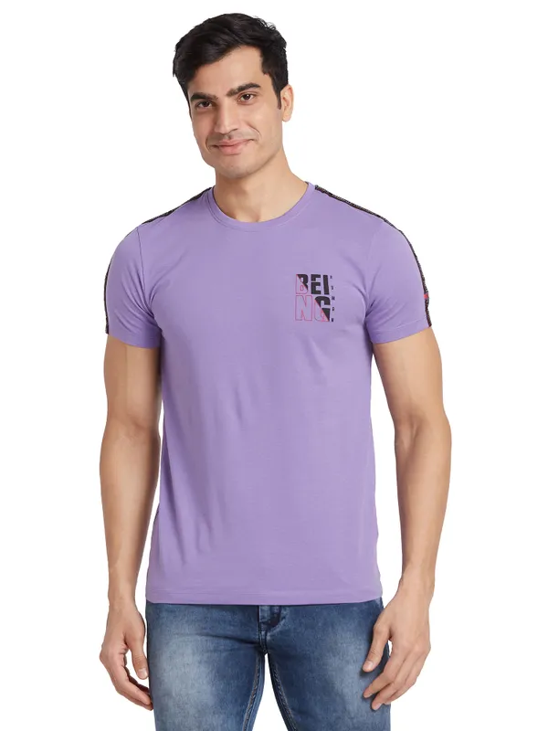 Being Human Regular Fit Men Crew Neck T-Shirts-Paisley Purple