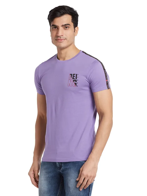 Being Human Regular Fit Men Crew Neck T-Shirts-Paisley Purple