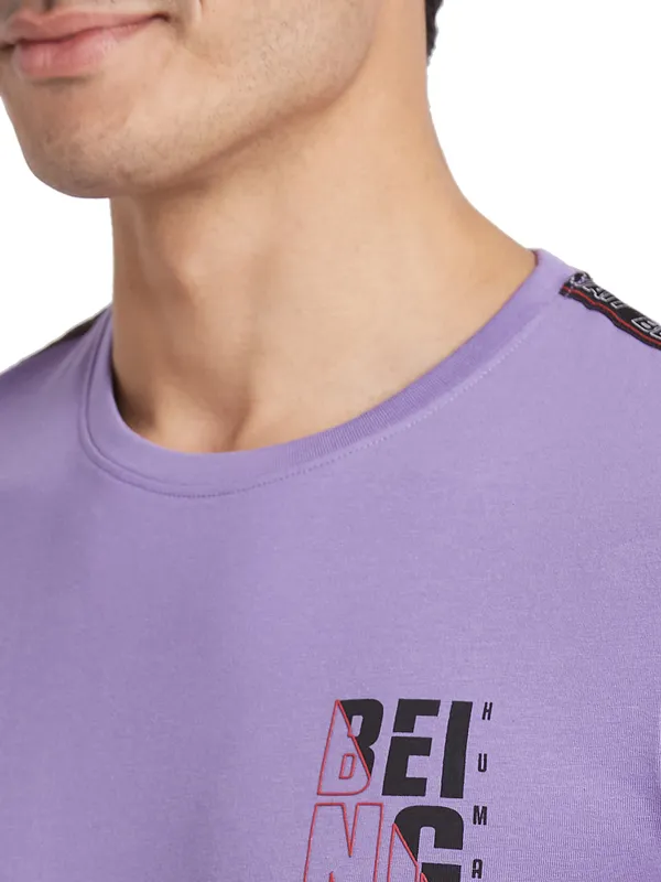 Being Human Regular Fit Men Crew Neck T-Shirts-Paisley Purple