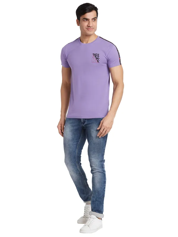 Being Human Regular Fit Men Crew Neck T-Shirts-Paisley Purple