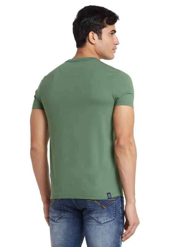 Being Human Clothing Men Regular Fit Crew Neck T-Shirts-Artichoke Green