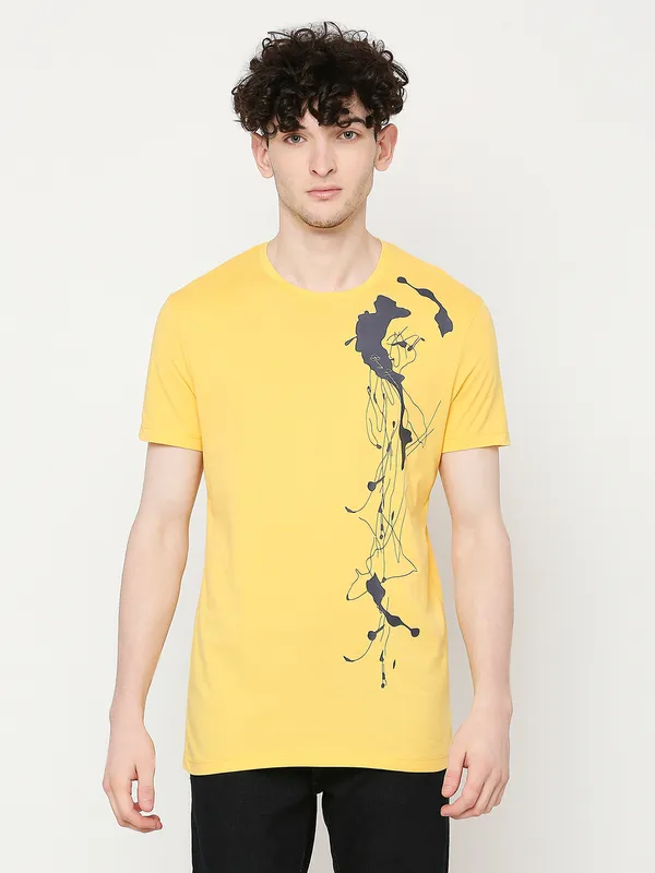 Being Human Regular Fit Mens T-Shirts-Yellow