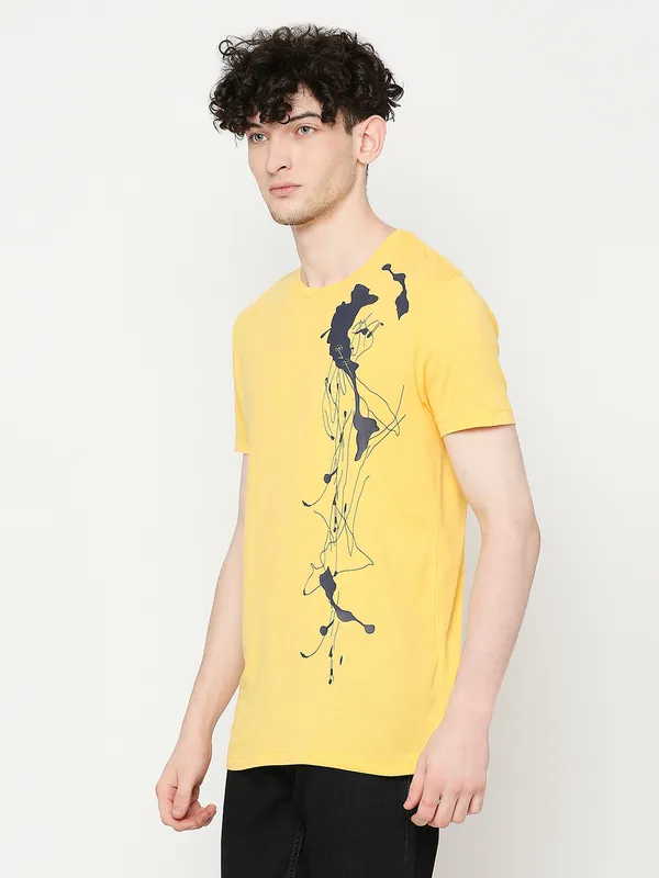 Being Human Regular Fit Mens T-Shirts-Yellow