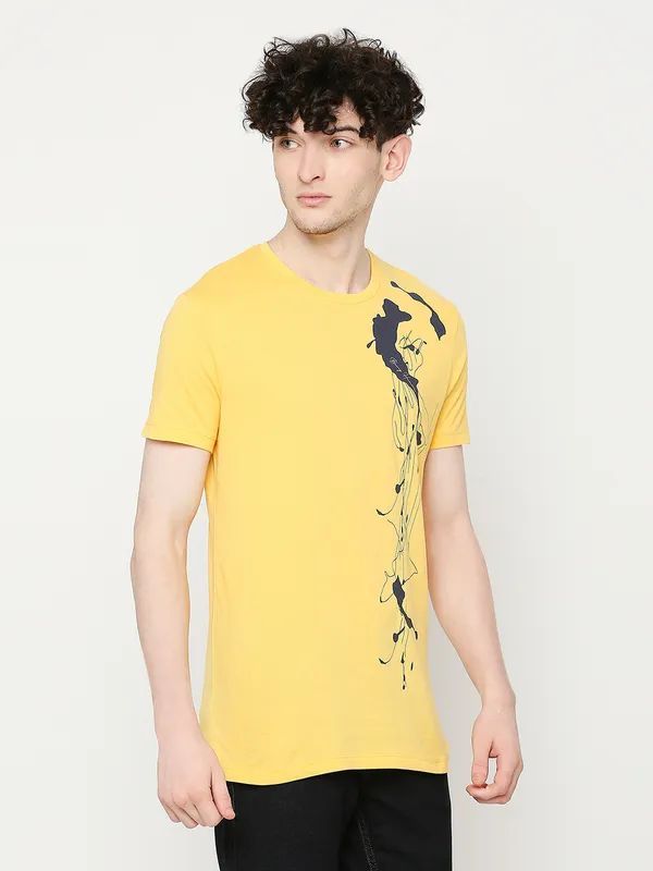 Being Human Regular Fit Mens T-Shirts-Yellow