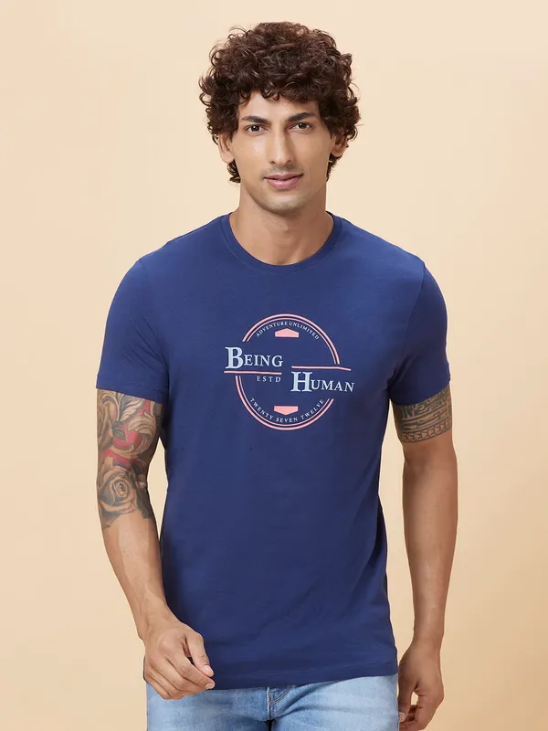 Being Human Clothing Men  T-Shirts-Navy