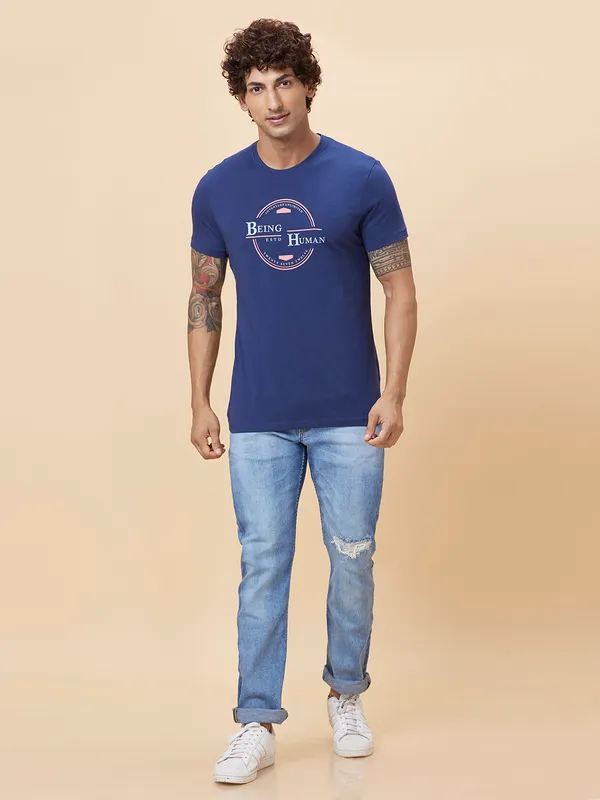 Being Human Clothing Men  T-Shirts-Navy