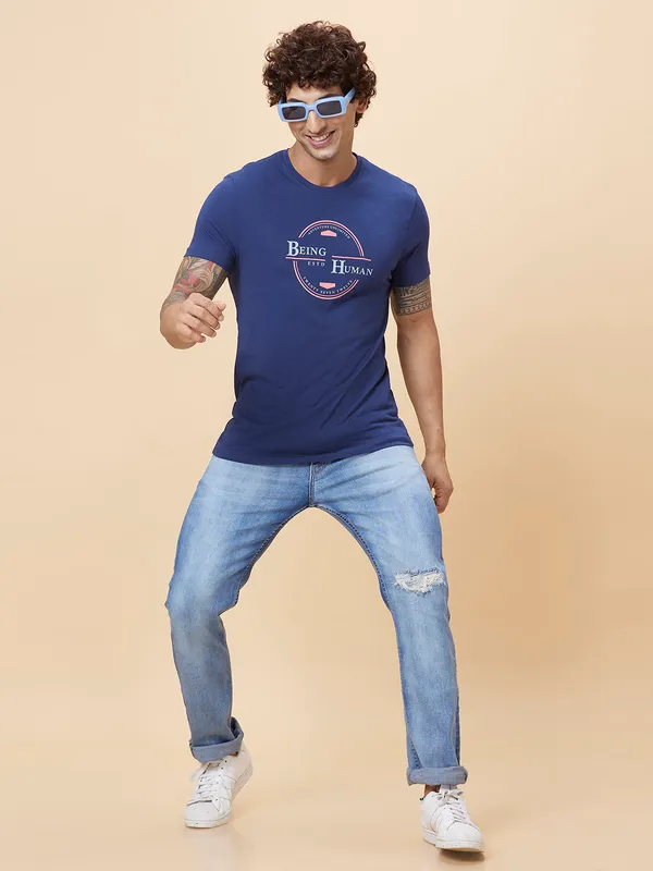 Being Human Clothing Men  T-Shirts-Navy