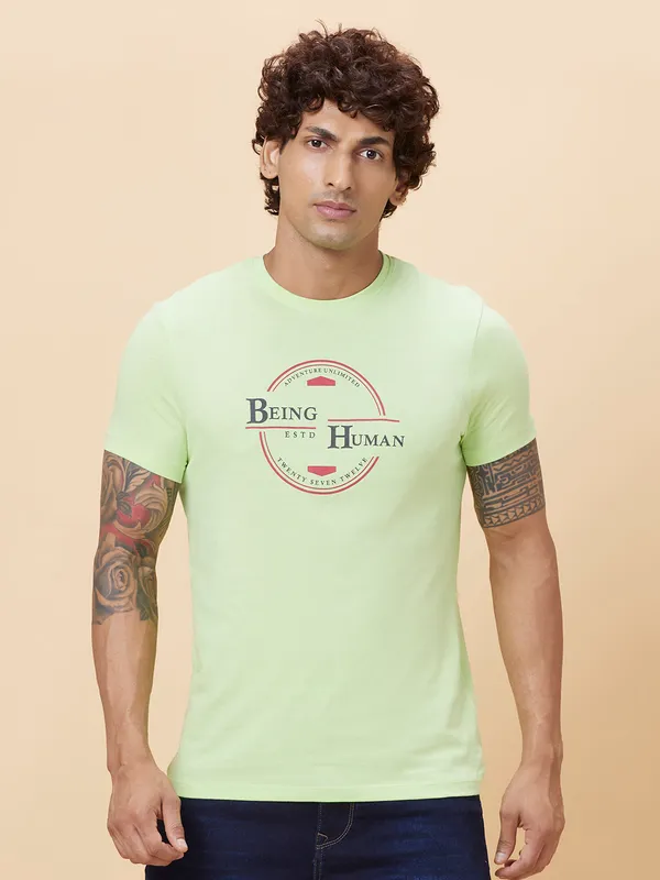 Being Human Clothing Men  T-Shirts-Sap Green