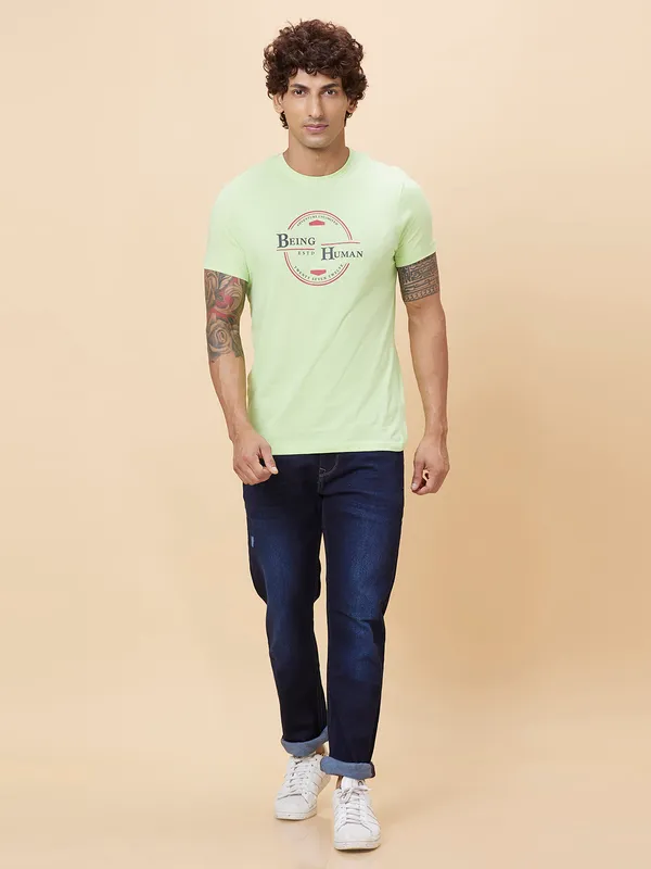 Being Human Clothing Men  T-Shirts-Sap Green