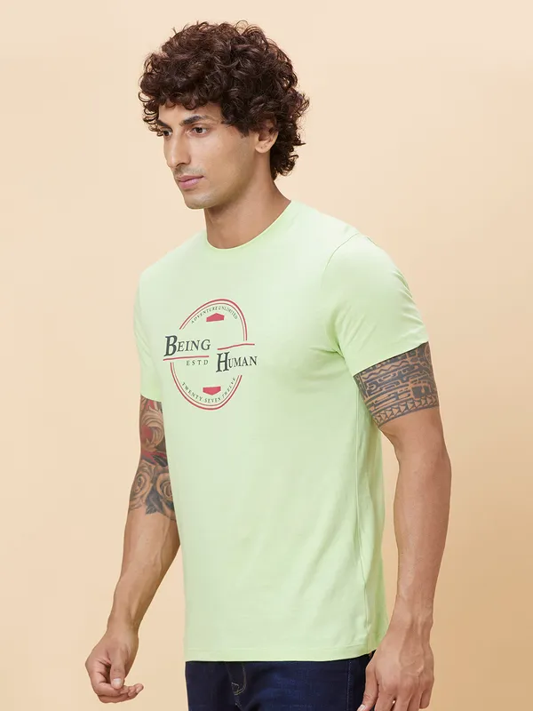 Being Human Clothing Men  T-Shirts-Sap Green