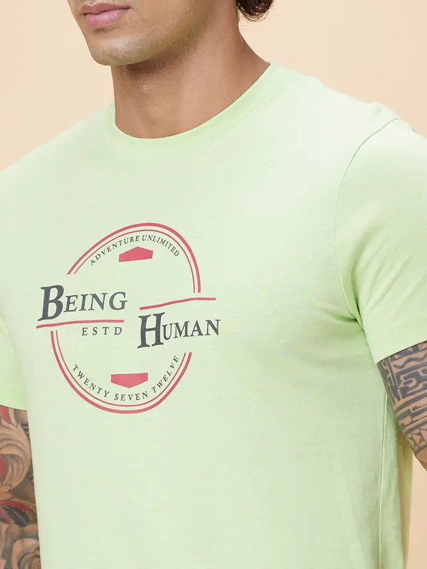 Being Human Clothing Men  T-Shirts-Sap Green