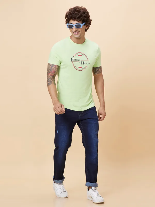 Being Human Clothing Men  T-Shirts-Sap Green
