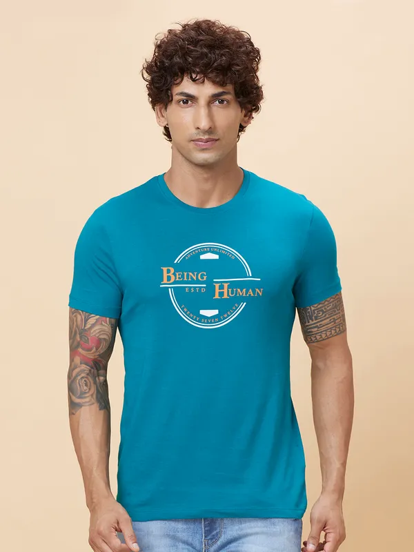 Being Human Clothing Men  T-Shirts-Teal