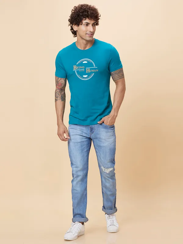 Being Human Clothing Men  T-Shirts-Teal