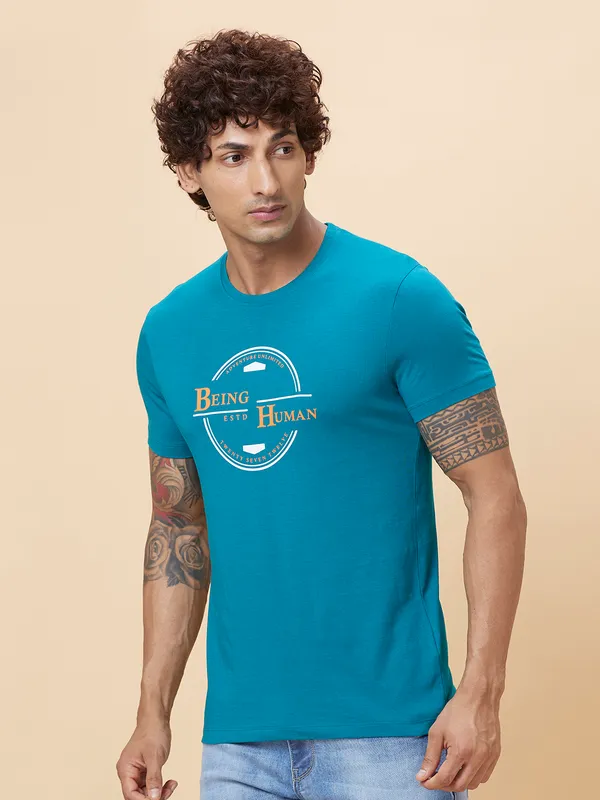Being Human Clothing Men  T-Shirts-Teal