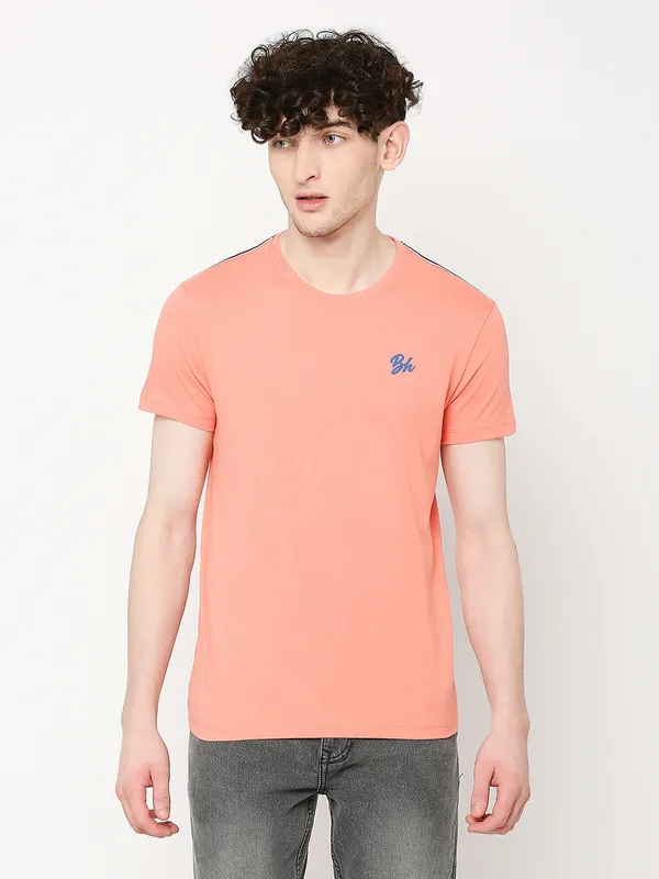Being Human Regular Fit Mens T-Shirts-Coral