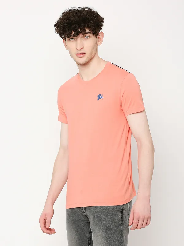 Being Human Regular Fit Mens T-Shirts-Coral