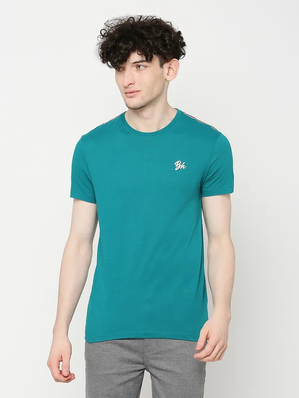 Being Human Regular Fit Mens T-Shirts-Teal