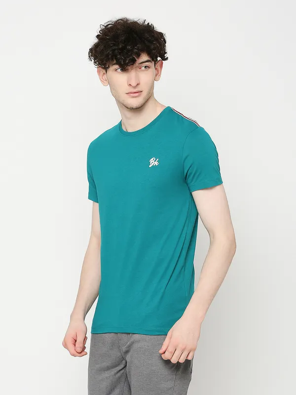 Being Human Regular Fit Mens T-Shirts-Teal