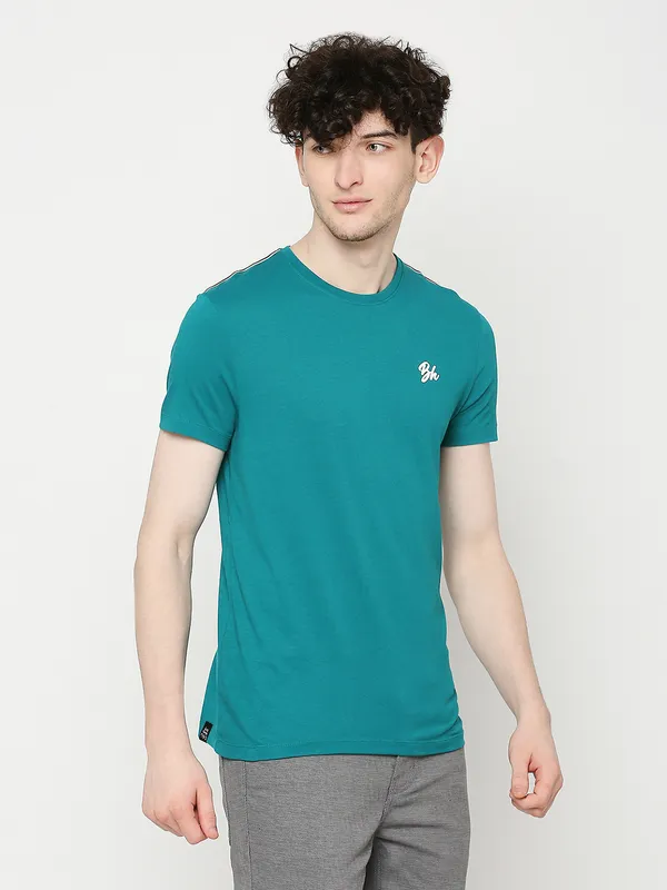 Being Human Regular Fit Mens T-Shirts-Teal