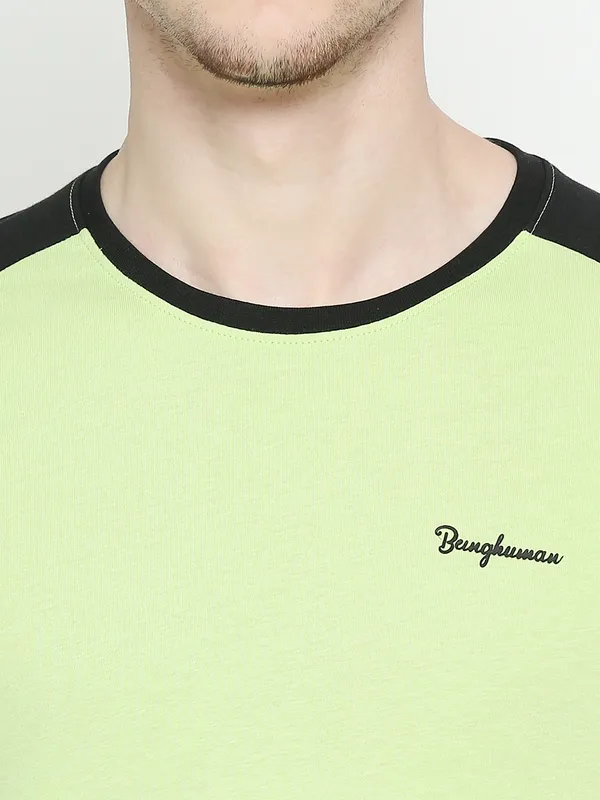 Being Human Clothing Mens Regular Fit T-Shirts-Sap Green
