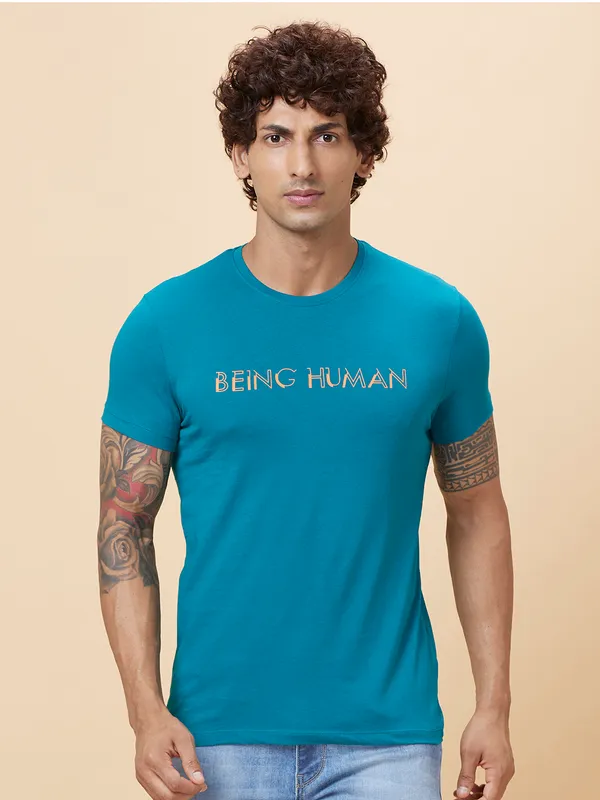 Being Human Clothing Men  T-Shirts-Teal