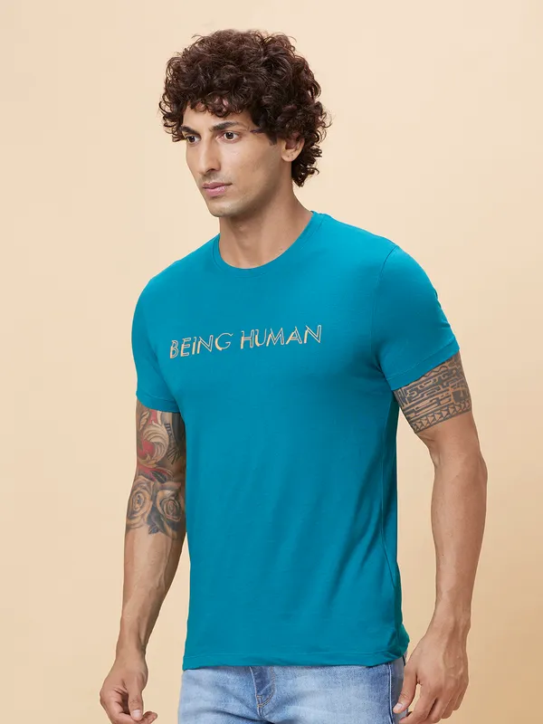 Being Human Clothing Men  T-Shirts-Teal