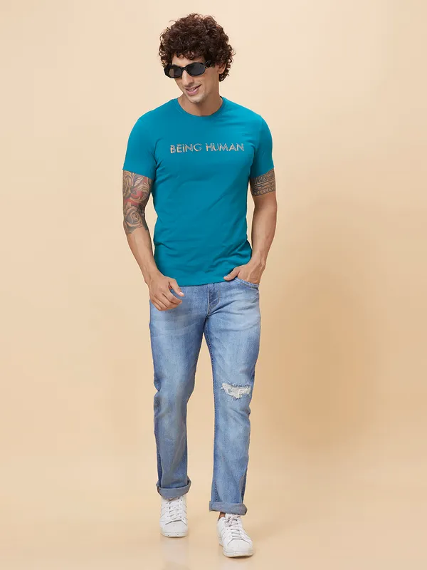 Being Human Clothing Men  T-Shirts-Teal
