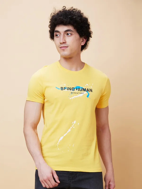 Being Human Men  T-Shirts-Yellow