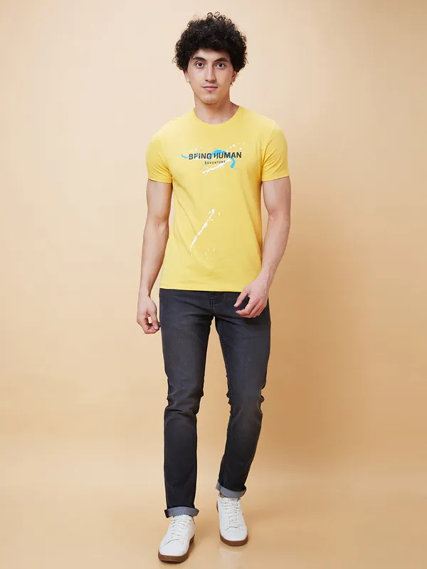 Being Human Men  T-Shirts-Yellow