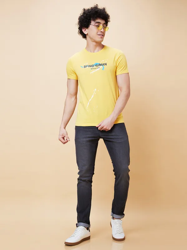 Being Human Men  T-Shirts-Yellow