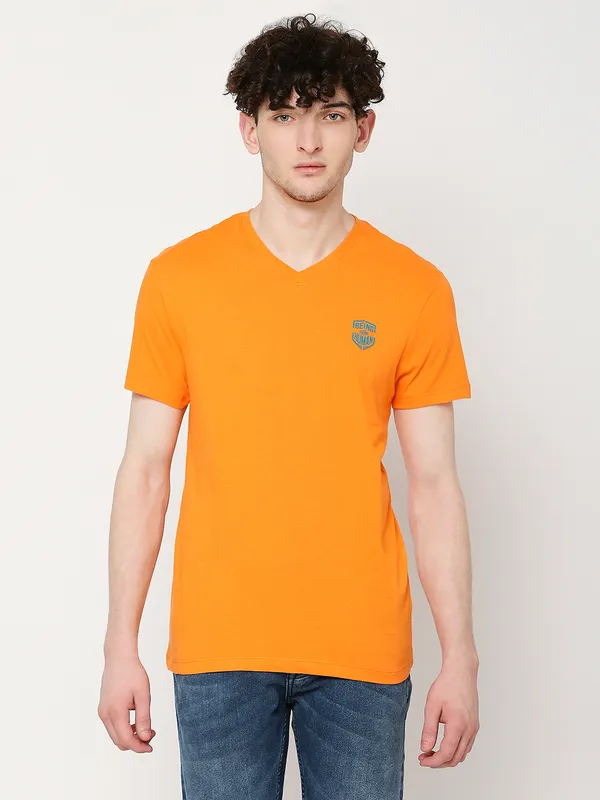 Being Human Regular Fit Mens T-Shirts-Orange