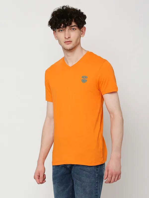 Being Human Regular Fit Mens T-Shirts-Orange