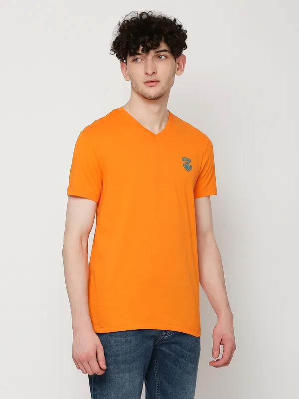 Being Human Regular Fit Mens T-Shirts-Orange