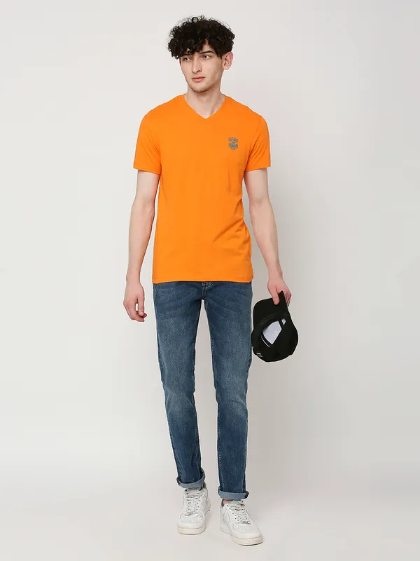 Being Human Regular Fit Mens T-Shirts-Orange