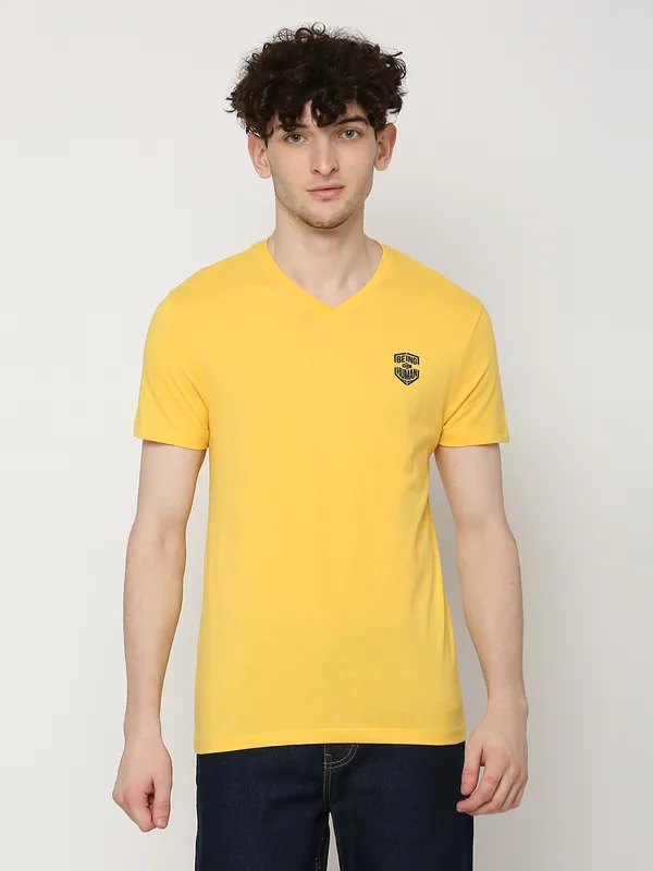 Being Human Regular Fit Mens T-Shirts-Yellow