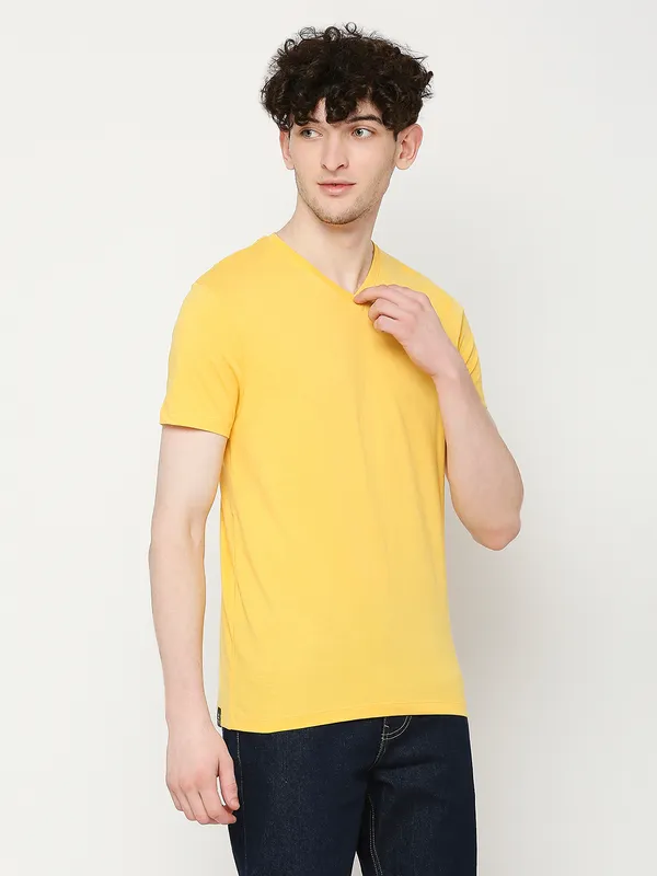 Being Human Regular Fit Mens T-Shirts-Yellow