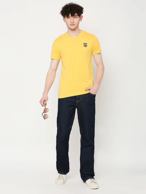 Being Human Regular Fit Mens T-Shirts-Yellow