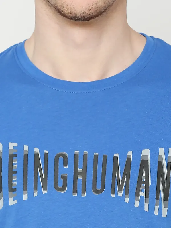 Being Human Regular Fit Mens T-Shirts-Royal Blue