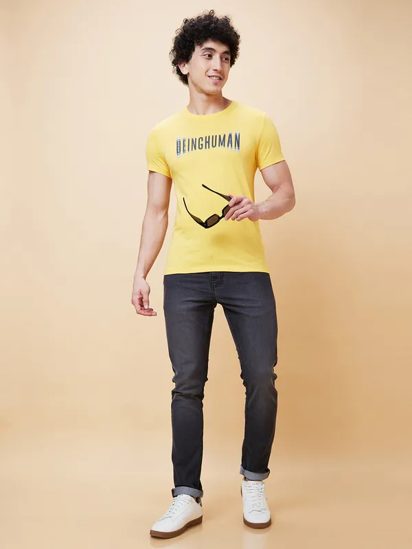 Being Human Men  T-Shirts-Yellow