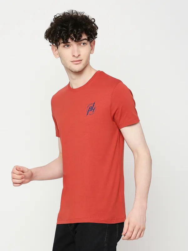 Being Human Clothing Mens Regular Fit T-Shirts-Rust