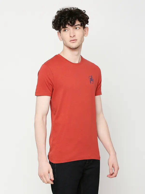 Being Human Clothing Mens Regular Fit T-Shirts-Rust