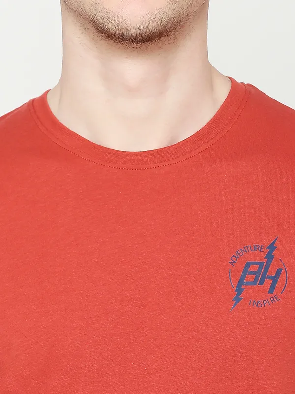 Being Human Clothing Mens Regular Fit T-Shirts-Rust